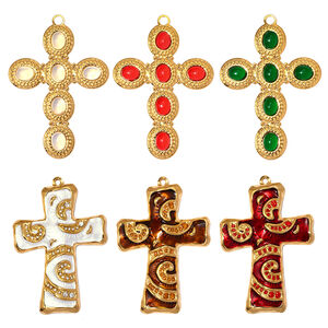 Classic Series Diy Cross Stainless Steel Waterproof Gold Color Natural Stone Women's Pendants h5 Picture3