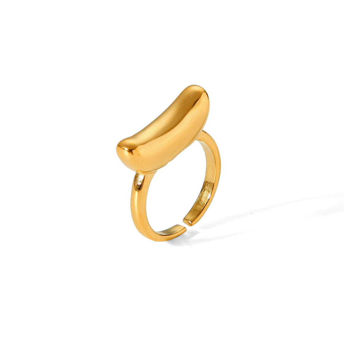 Simple Irregular Shape Stainless Steel Waterproof Gold Color Statement Rings 