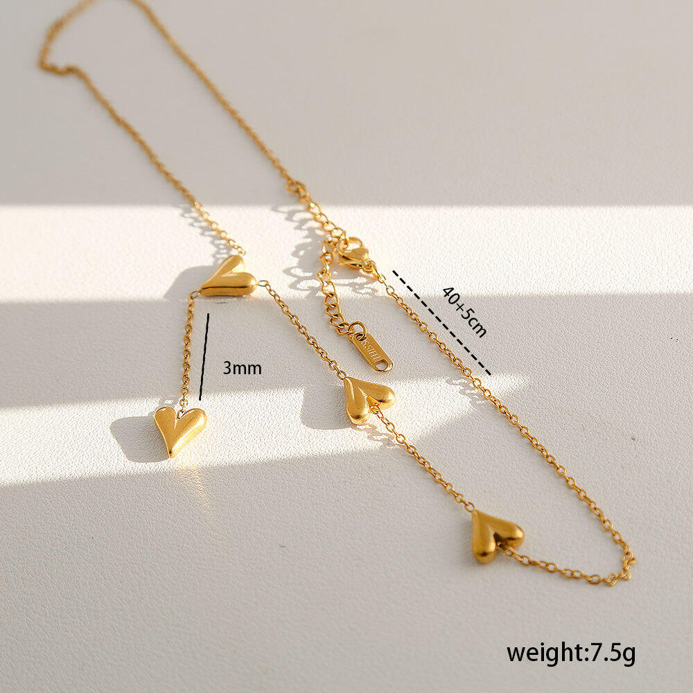 Simple Series Elegant Heart Chain Stainless Steel Waterproof   Gold Color  Women's Chain Necklaces h5 Picture5