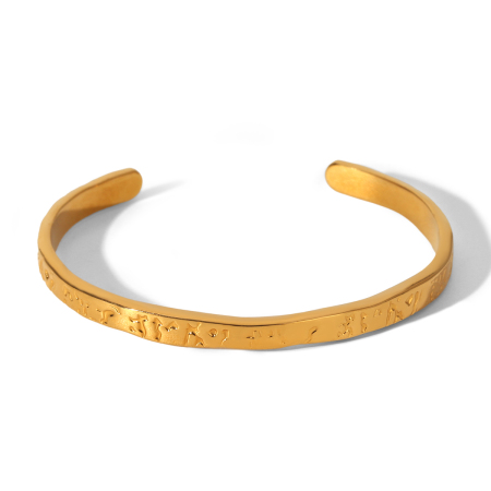 Schlichtes, einfarbiges, wasserdichtes Armreifarmband aus Edelstahl in Goldfarbe für Damen