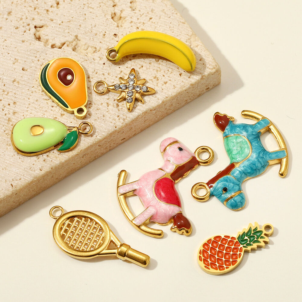 Romantic Series Diy Irregular Shape Fruit Stainless Steel Waterproof Gold Color Women's Pendants Picture2