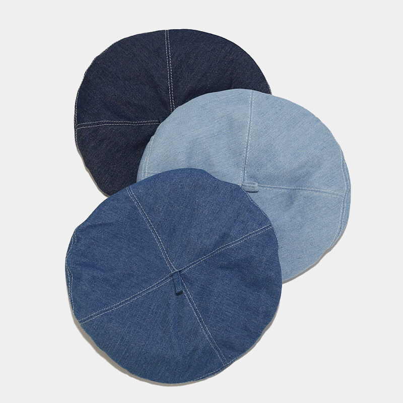 Simple Solid Color Denim Fabric Women's Berets h5Picture3