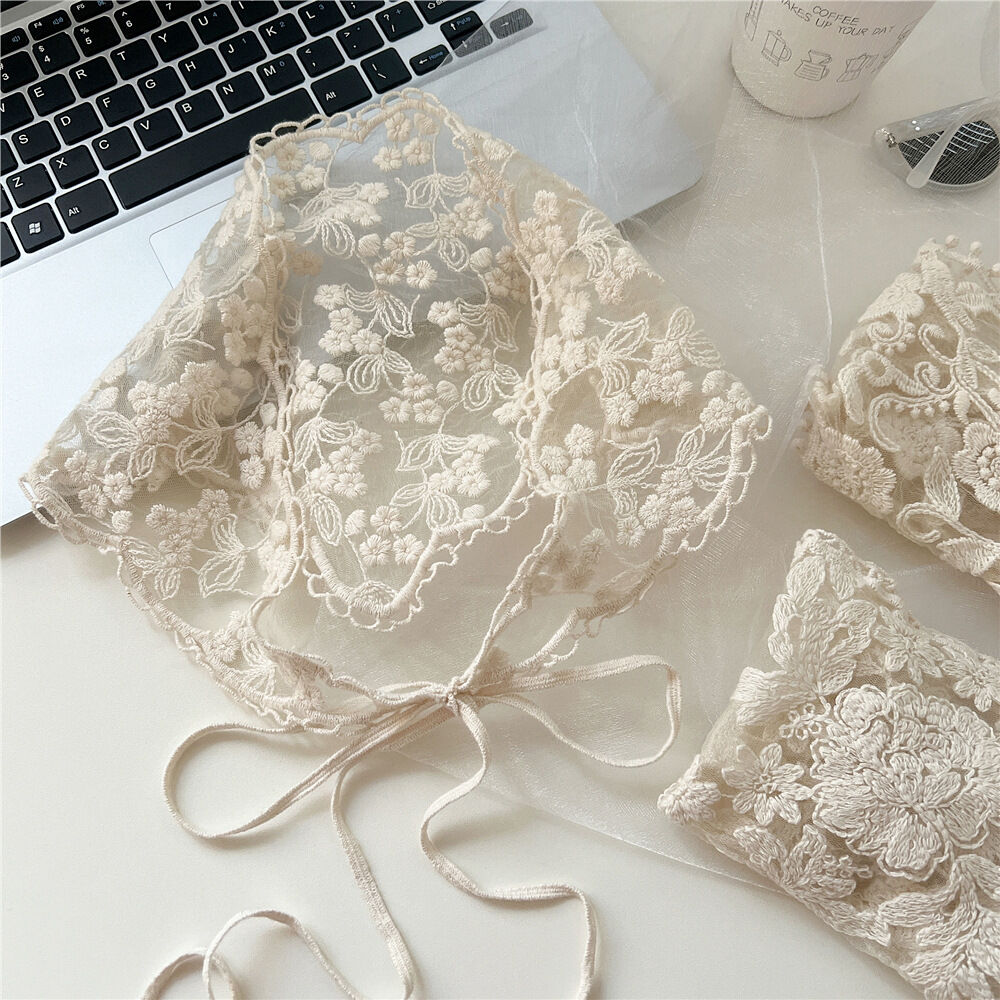 Romantische Serie Elegante einfarbige Spitzenschals mit Blumenmuster für Damen – Sommer h5 Bild2