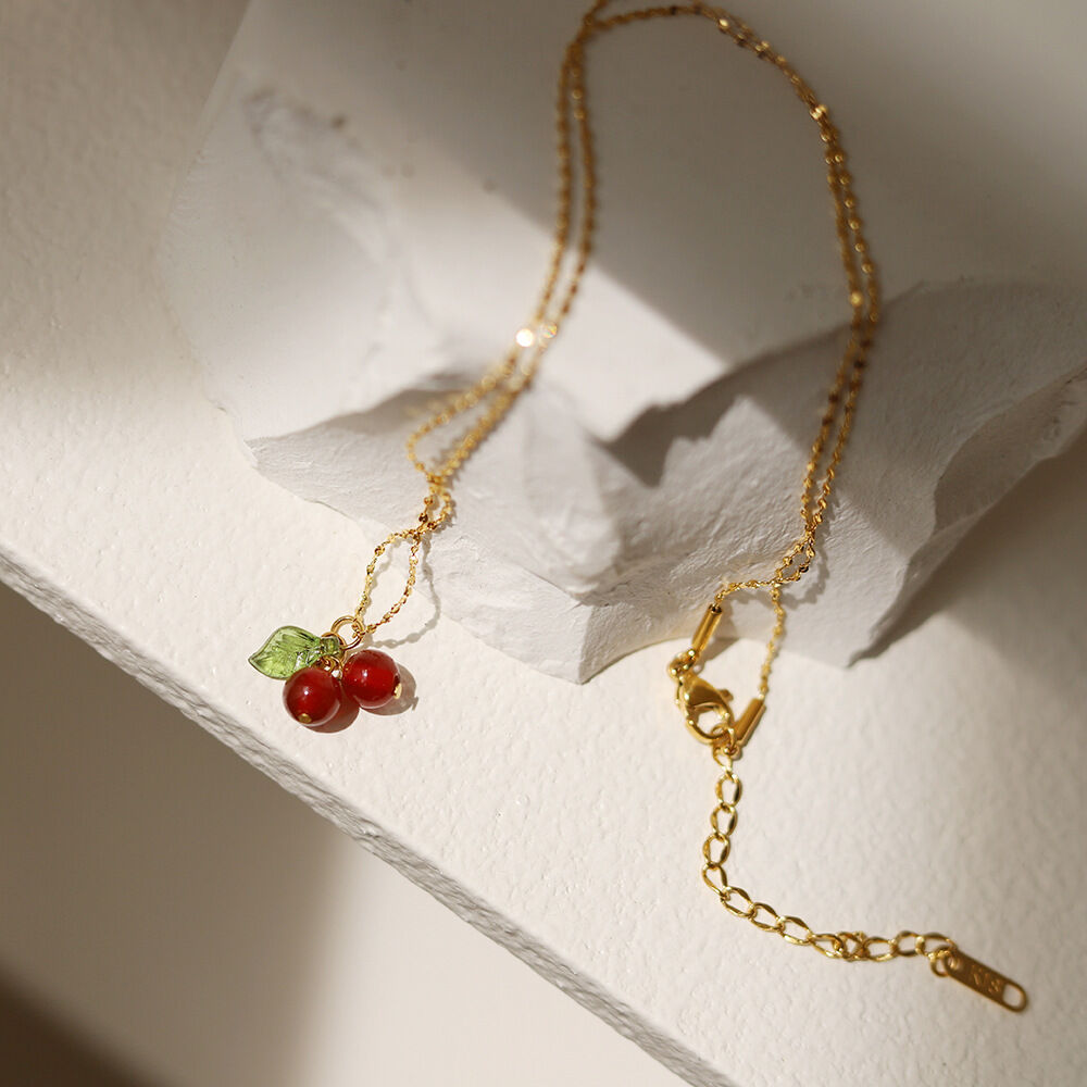 Romantic Series Sweet Cherry Titanium Steel Women's Pendant Necklaces Picture3