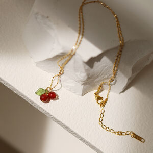 Romantic Series Sweet Cherry Titanium Steel Women's Pendant Necklaces h5 Picture3