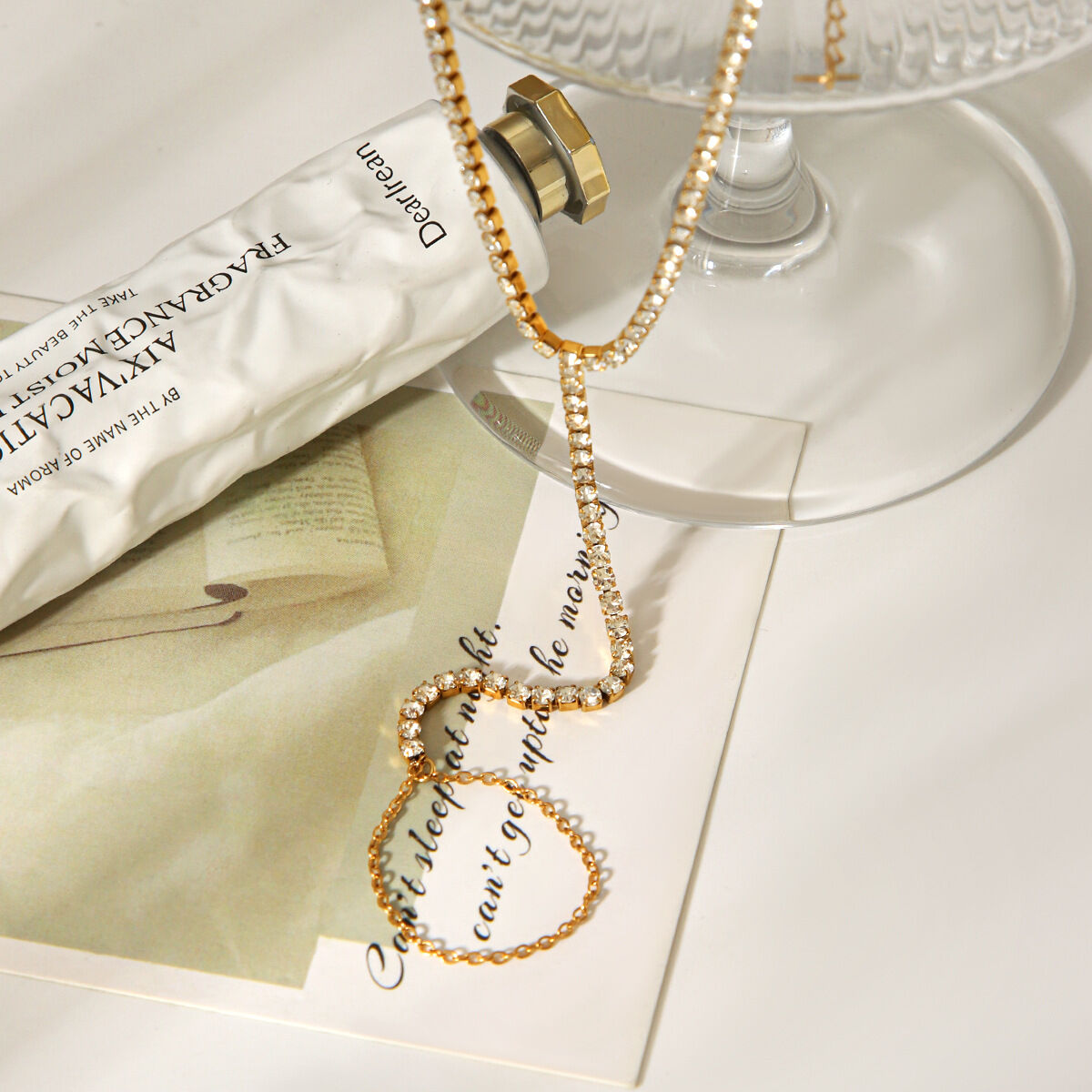 Simple Stainless Steel Waterproof Gold Color Zircon Women's Hand Chain h5 Picture5