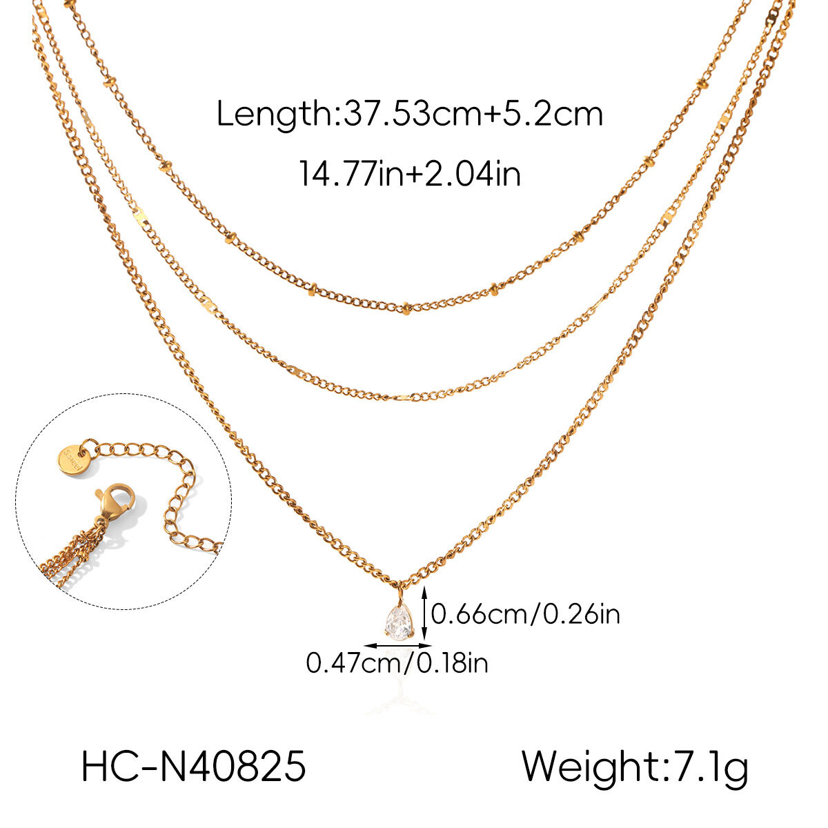 Simple  Daily Chain Stainless Steel Waterproof   Gold Color  Zircon Women's Layered Necklaces Picture2