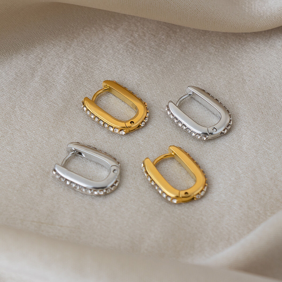 Luxury Daily Circle Stainless Steel Waterproof   Gold Color  Women's Hoop Earrings