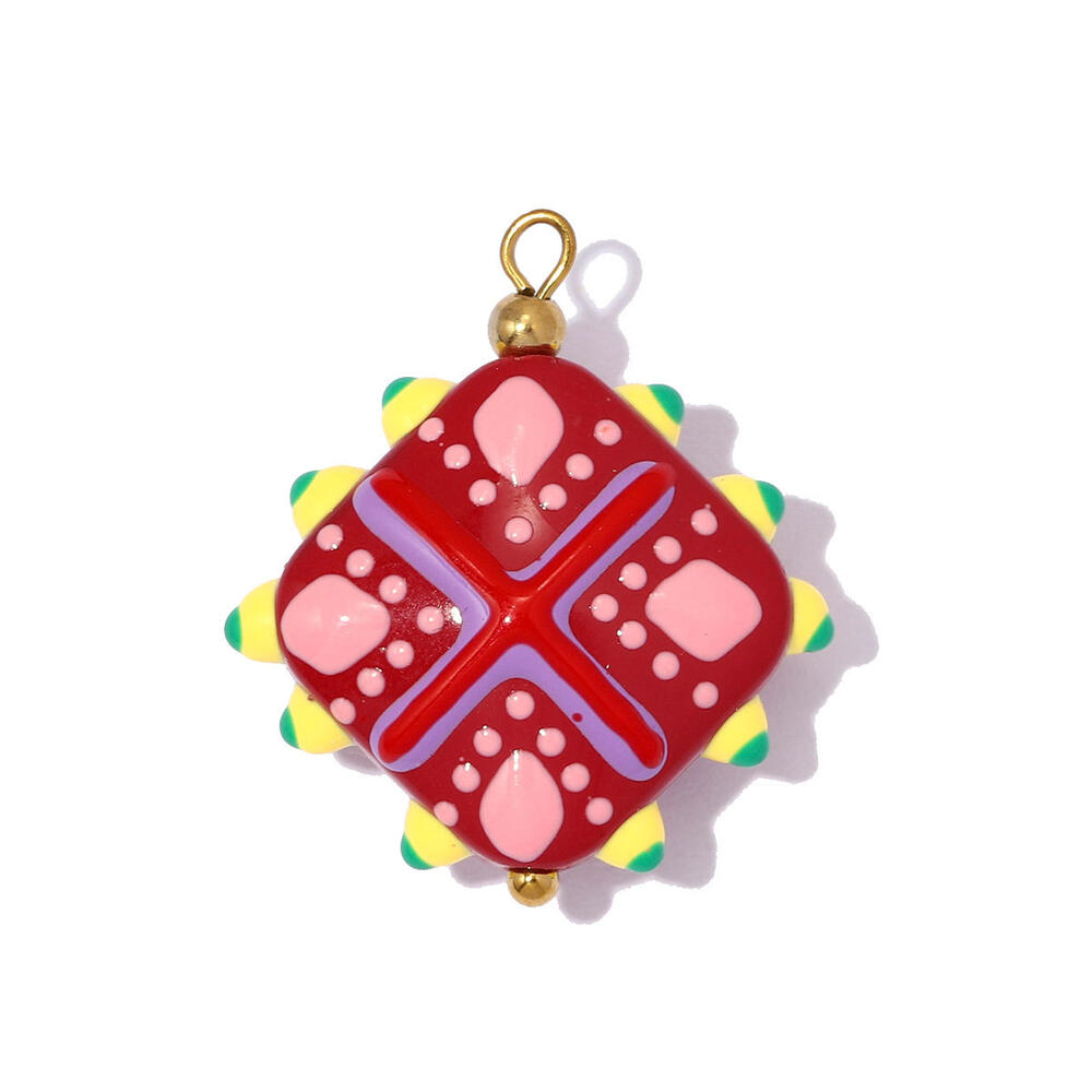 Romantic Series Diy Geometric Shape Colored Glaze Women's Pendants h5Picture3