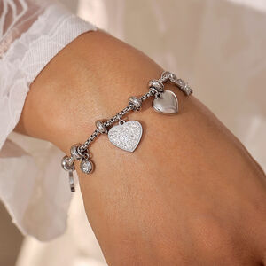 Sweet Heart Star Stainless Steel Waterproof Gold Color Rhinestone Women's Charm Bracelets h5 Picture4