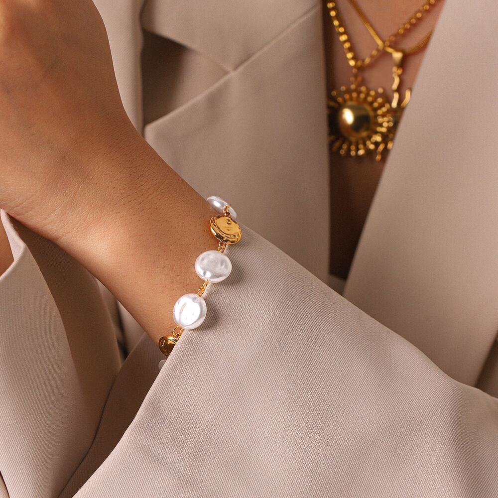 Simple Daily Circle Stainless Steel Waterproof Gold Color Women's Chain Bracelets Picture3