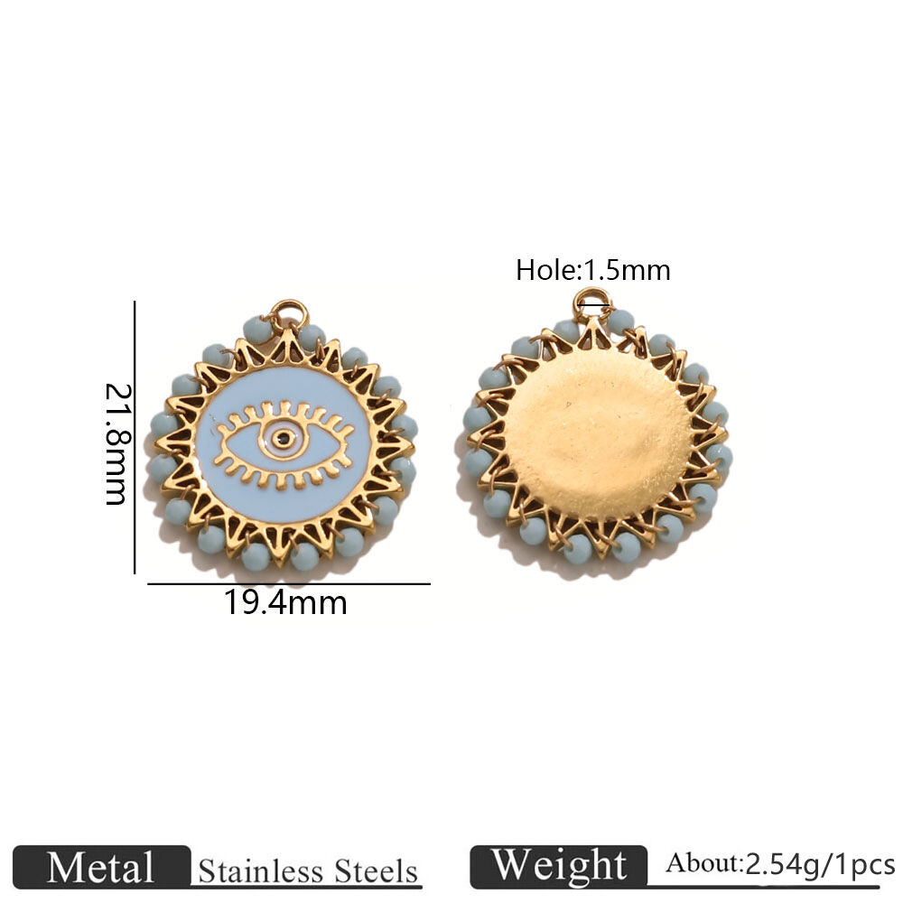 Classic Series Diy Devil's Eye Sun Stainless Steel Waterproof   Gold Color  Women's Pendants 