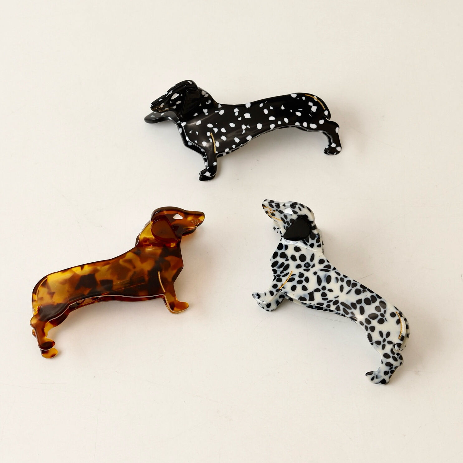 Romantic Series Cute Cartoon Dachshund Acetate Women's Hair Clips 2