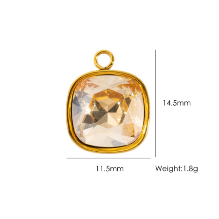 Simple Series Diy Geometric Shape Natural Stones Gold Color Zircon Women's Pendants