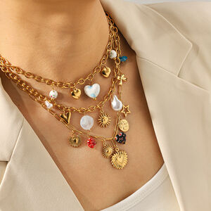 Sweet Heart Bow Knot Stainless Steel Waterproof Gold Color Women's Pendant Necklaces h5 Picture3