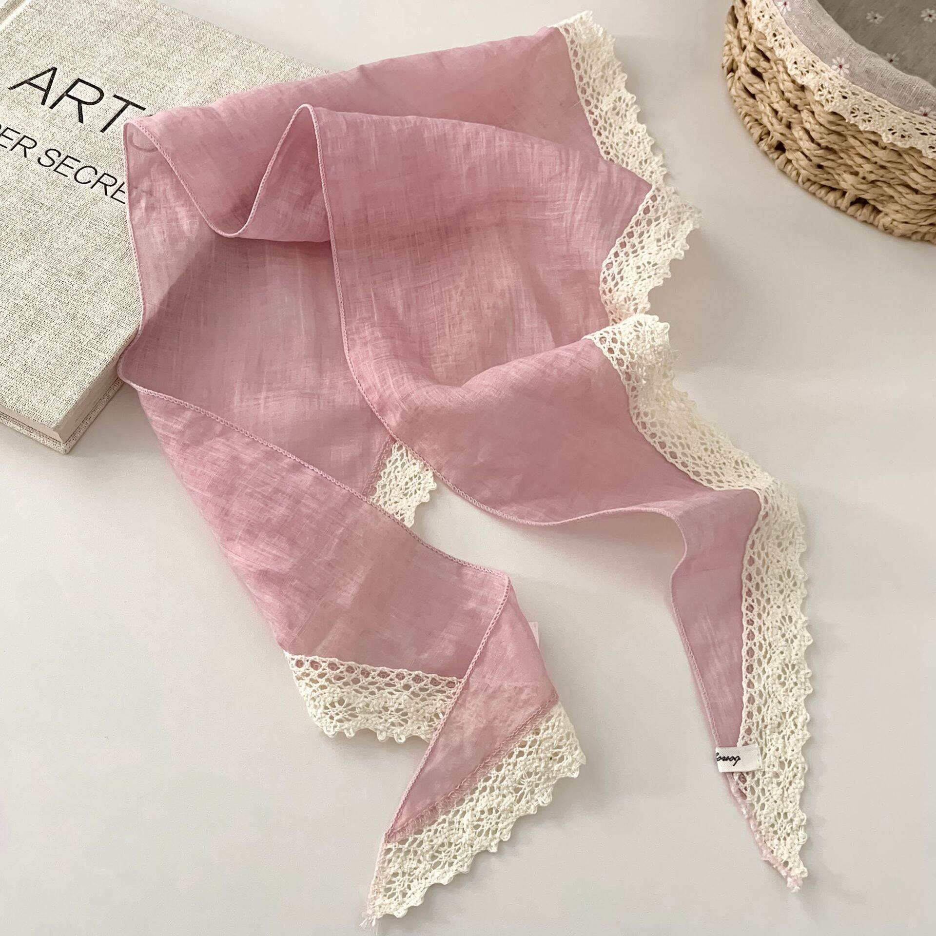 Romantische Serie: Süße, einfarbige Patchwork-Spitzen-Sommerschals für Damen h5 
