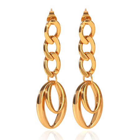 Orecchini pendenti da donna Simple Series Daily Circle in acciaio inossidabile impermeabile color oro.