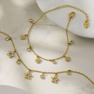 Luxurious Stainless Steel Gold Color Zircon Women's Pendant Necklaces h5 Picture4