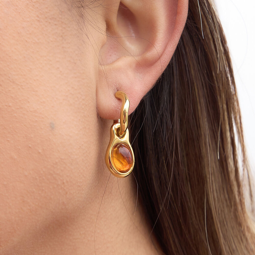Retro Droplet Resin Gold Color Women's Drop Earrings h5Picture5