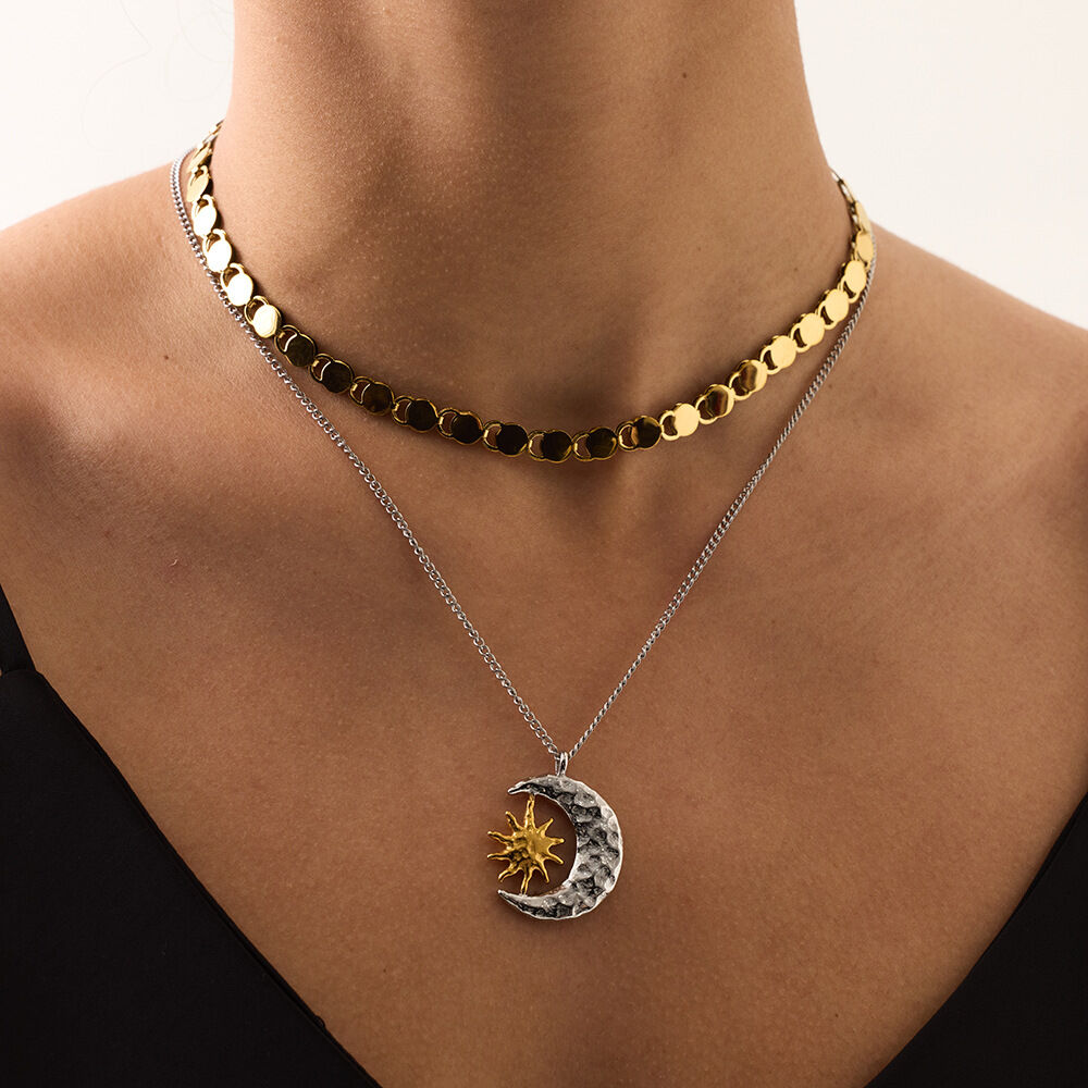 Simple Classic Sun Star Moon Stainless Steel Waterproof Gold Color Women's Pendant Necklaces Picture4