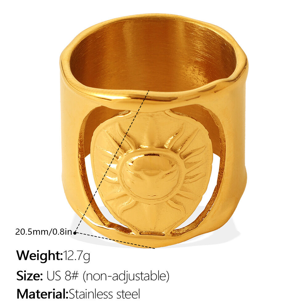 Simple Series Daily Sun Stainless Steel Waterproof Statement Rings