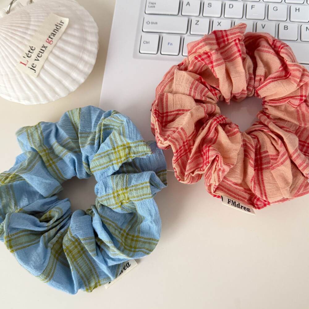 Romantic Series Sweet Plaid Mixed Color Fabric Women's Scrunchies h5Picture4