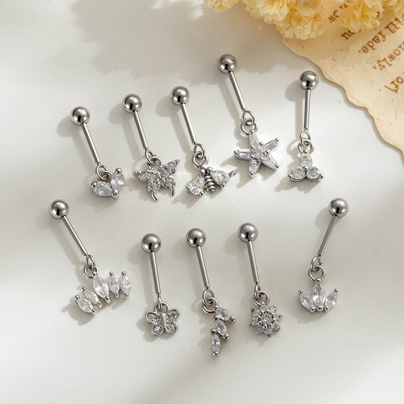 Simple Butterfly Copper Gold Color Zircon Women's Piercing Earrings h5 Picture6