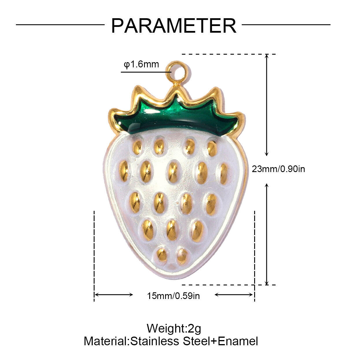 Romantic Series Diy Heart Strawberry Horseshoe-Shaped Stainless Steel Waterproof   Gold Color  Women's Pendants h5 