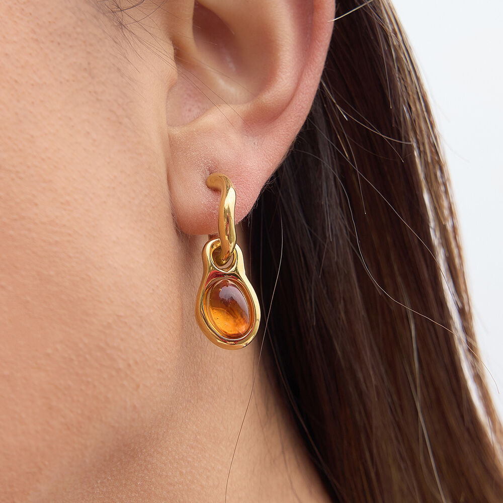 Retro Droplet Resin Gold Color Women's Drop Earrings h5Picture3