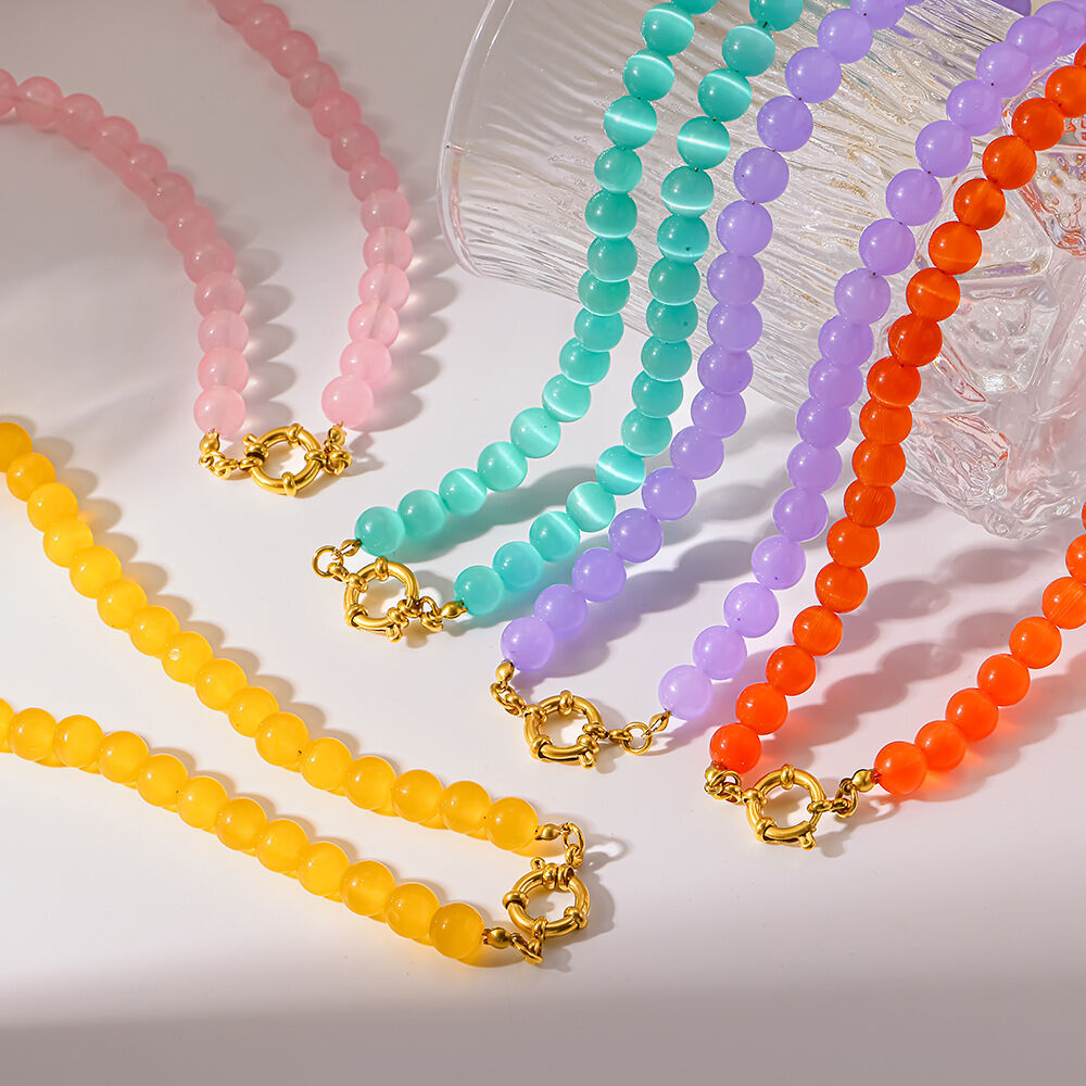 Simple Series Daily Beads Stainless Steel Waterproof Women's Beaded Necklaces