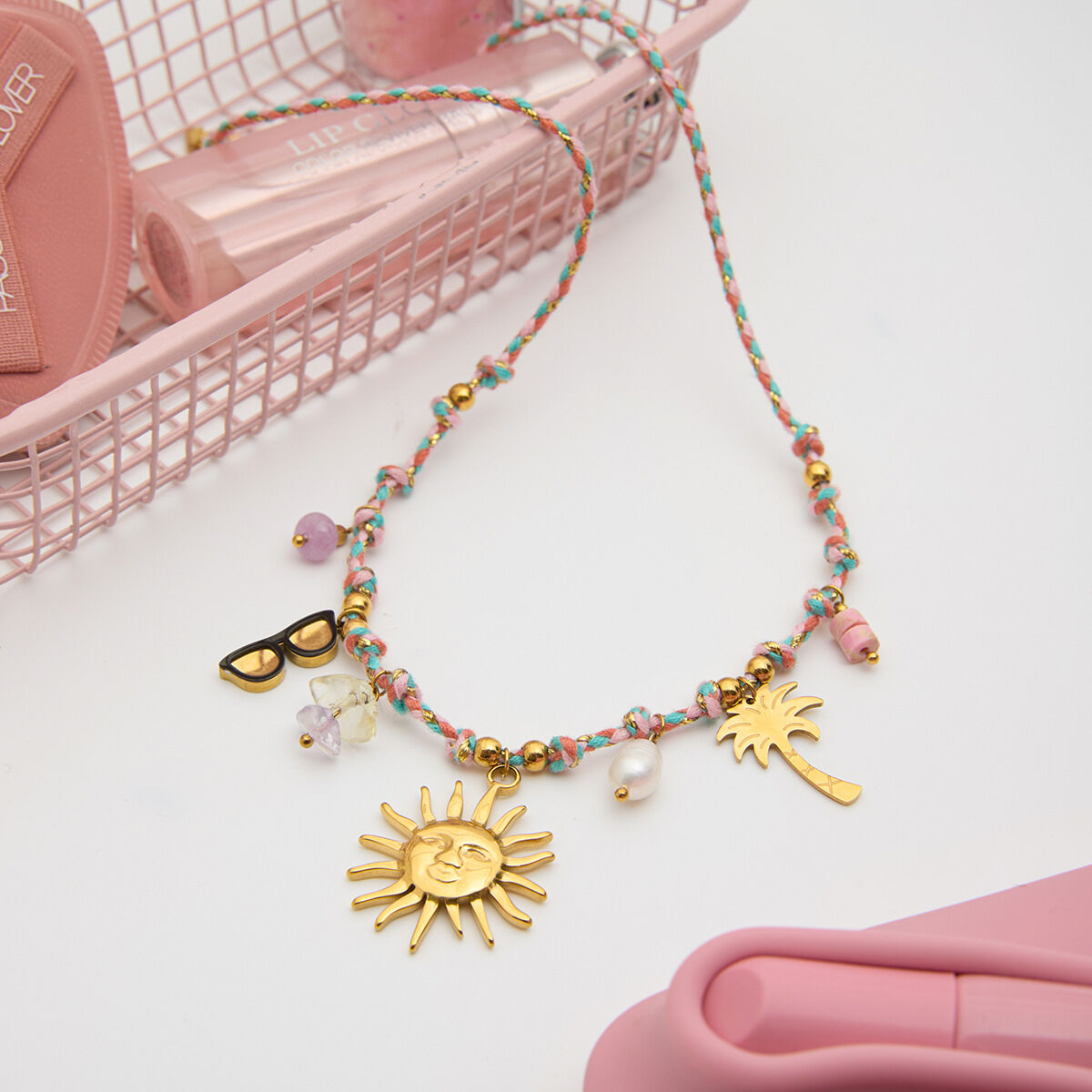 Romantic Series Sweet Sun Stainless Steel Waterproof Gold Color Women's Pendant Necklaces