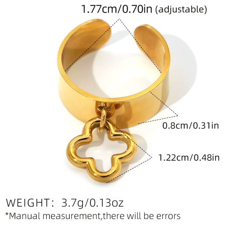 Simple Series Daily Clover Stainless Steel Waterproof Gold Color Statement Rings