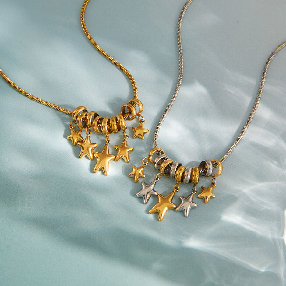 Simple Star Mixed Color Stainless Steel Waterproof Women's Pendant Necklaces