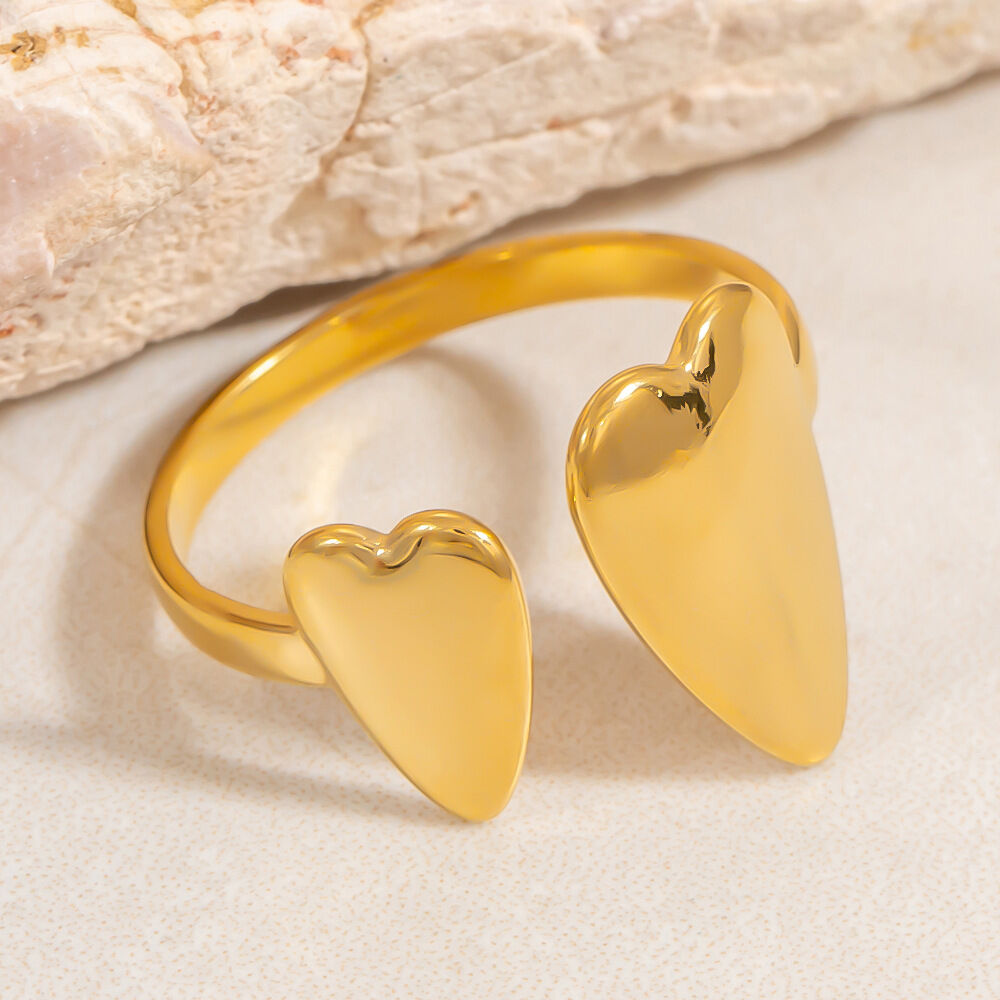 Retro hartvormige, waterdichte, goudkleurige statement ringen van roestvrij staal 2