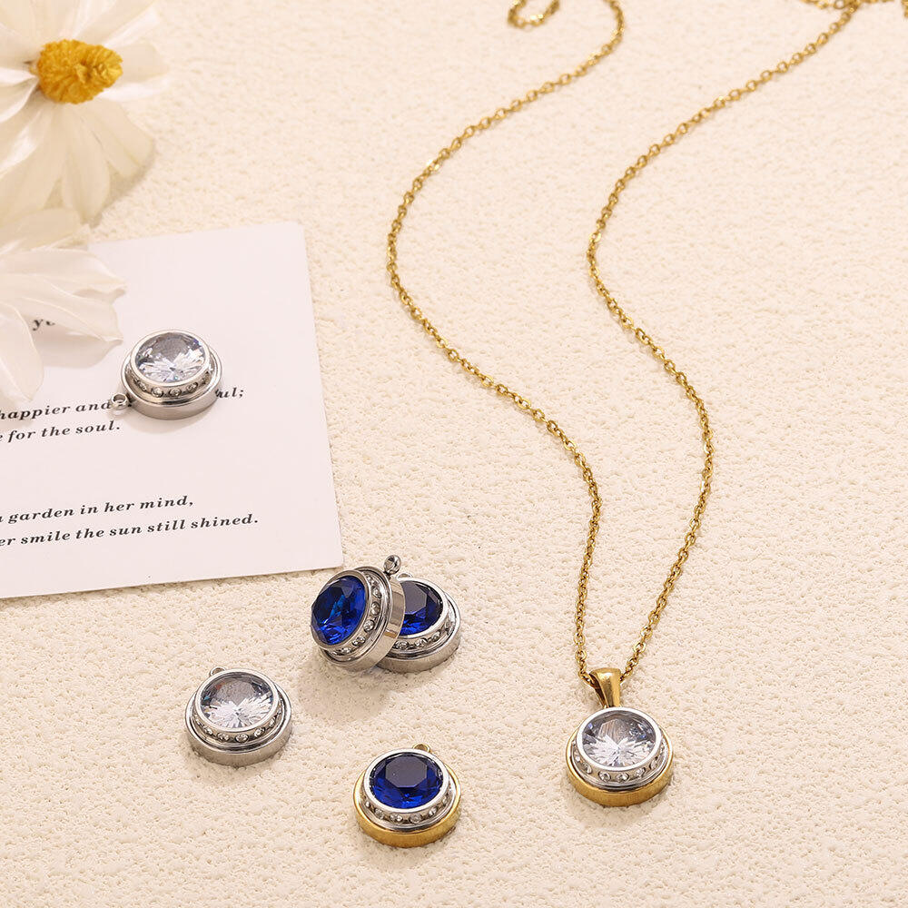 Simple Series Diy Circle Stainless Steel Waterproof Gold Color Women's Pendants 2
