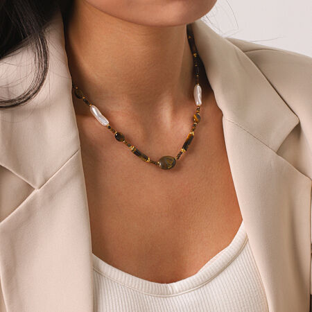 Simple Daily Chain Natural Stones Gold Color Natural Stone Women's Beaded Necklaces