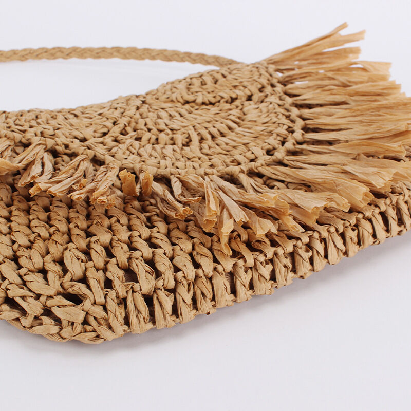 Vacation Style Woven Tassel Paper Women's Saddle Bag h5Picture2