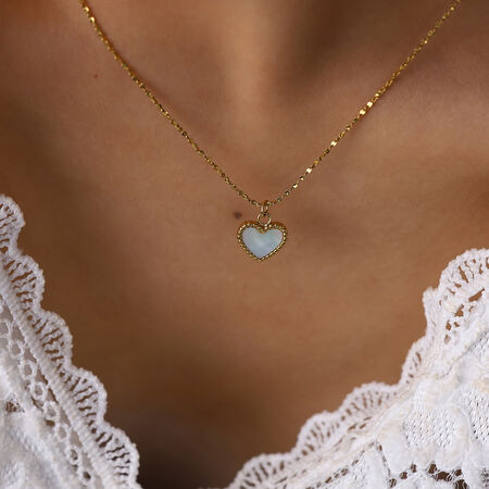 Simple Heart Stainless Steel Waterproof Gold Color Shell Women's Pendant Necklaces 2