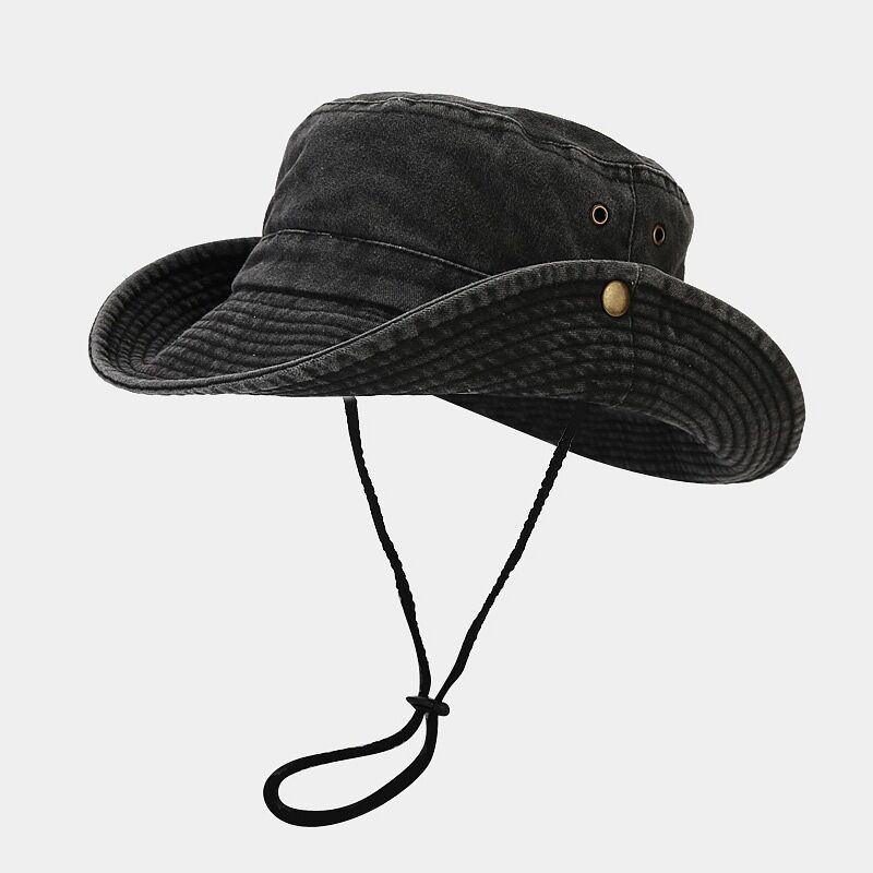Casual Solid Color Denim Fabric Hiking Cap