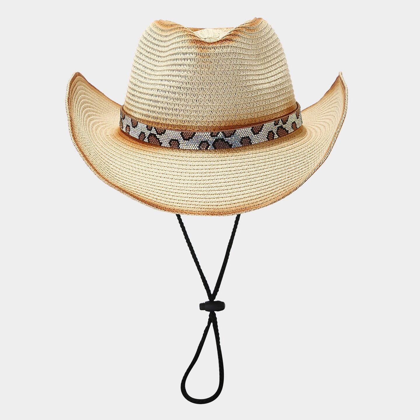 Vacation Leopard-patterned Crystal Women's Straw Hats 2