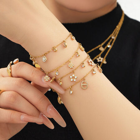 Luxurious Stainless Steel Gold Color Zircon Women's Pendant Necklaces 2