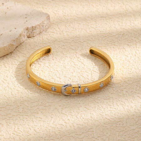 Simple Moon Edelstahl-Armbänder für Damen, wasserdicht, goldfarben, mit Zirkonia 2