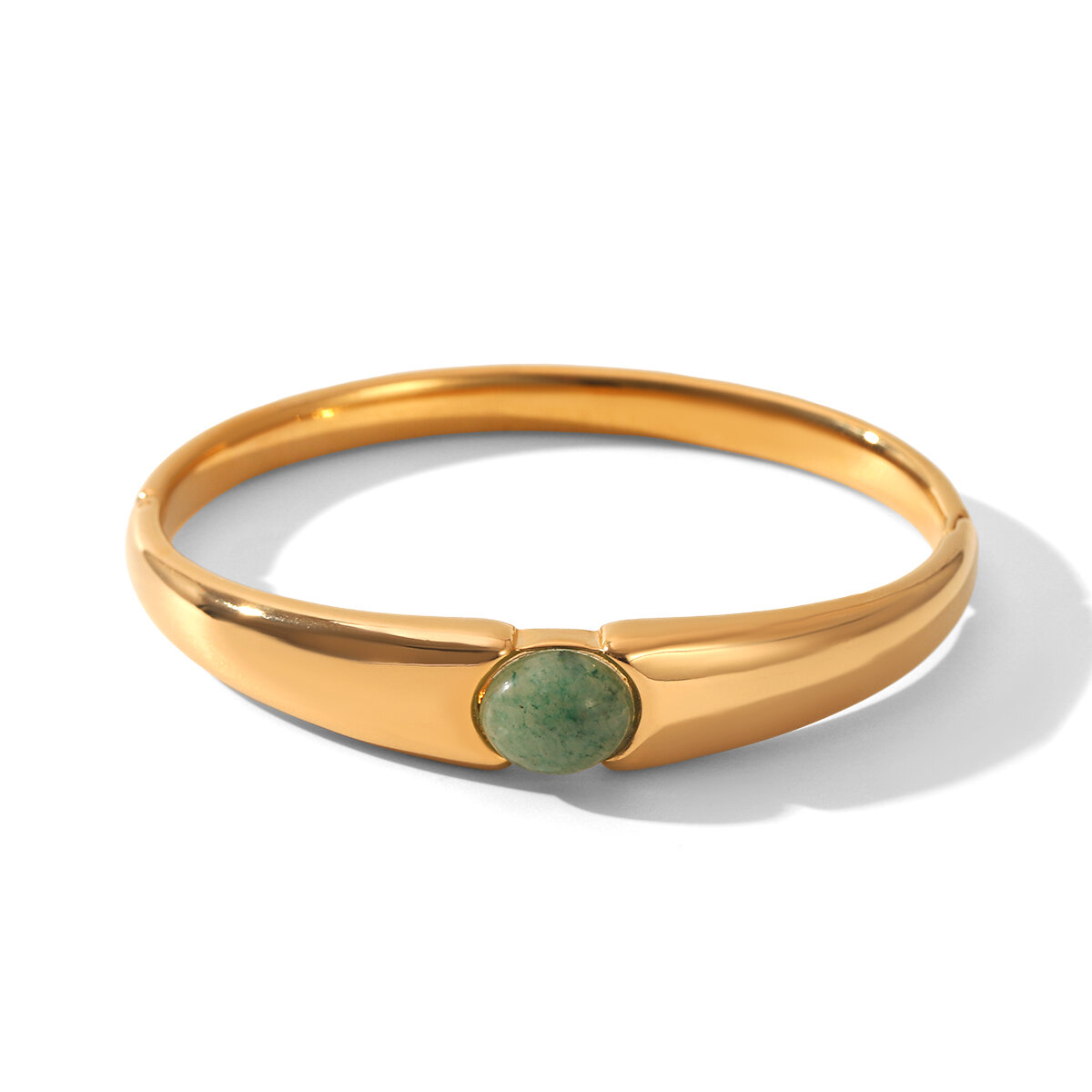 Stainless Steel Waterproof Gold Color Natural Stone Women's Bangles 