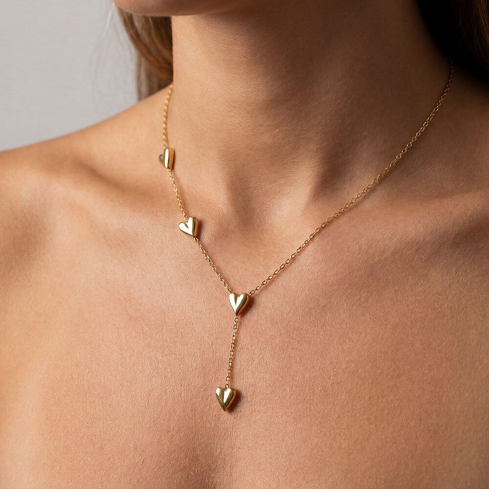 Simple Series Elegant Heart Chain Stainless Steel Waterproof   Gold Color  Women's Chain Necklaces Picture2