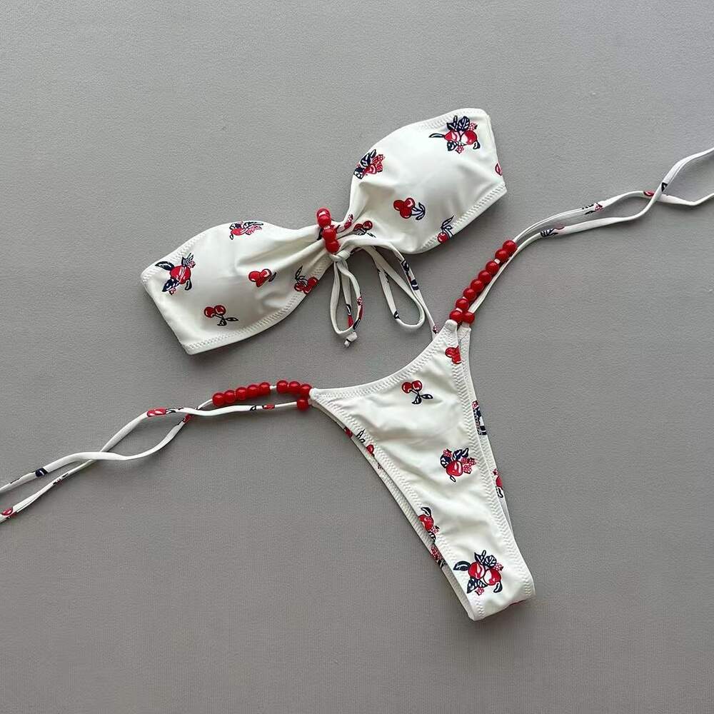Sweet and Lovely Cherry Patterned Polyester Bikini Set h5Picture2