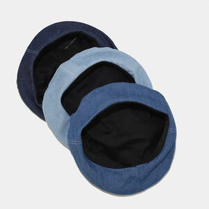 Simple Solid Color Denim Fabric Women's Berets h5 Picture4