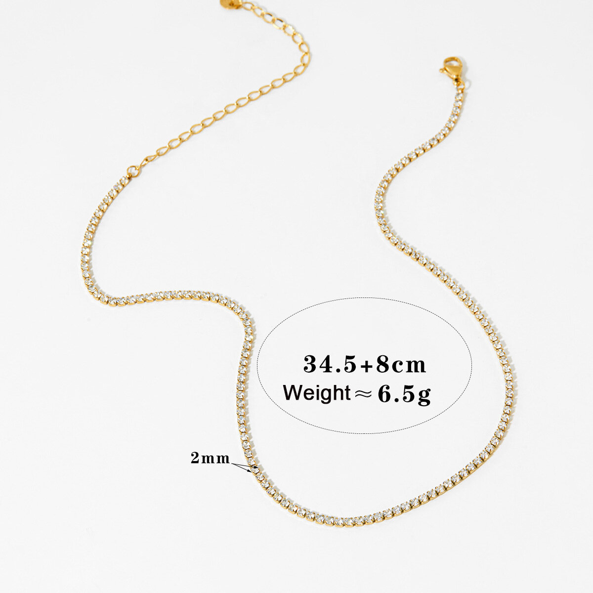 Simple Zircon Chain Stainless Steel Waterproof Gold Color Women's Necklaces Sets Picture2
