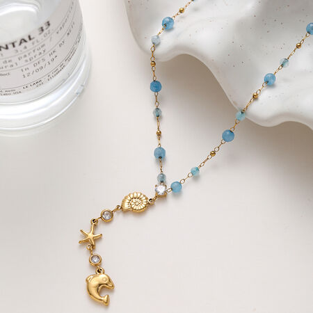 Luxurious Bohemian Turtle Stainless Steel Waterproof Natural Stone Zircon Women's Pendant Necklaces