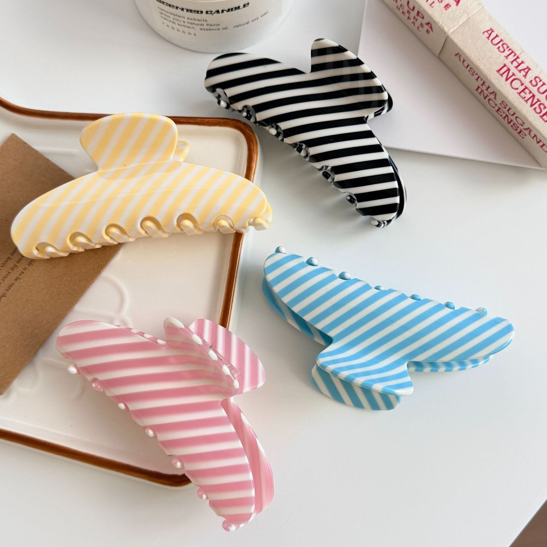 Fermagli per capelli da donna Simple Series Classic Stripe in PVC 2