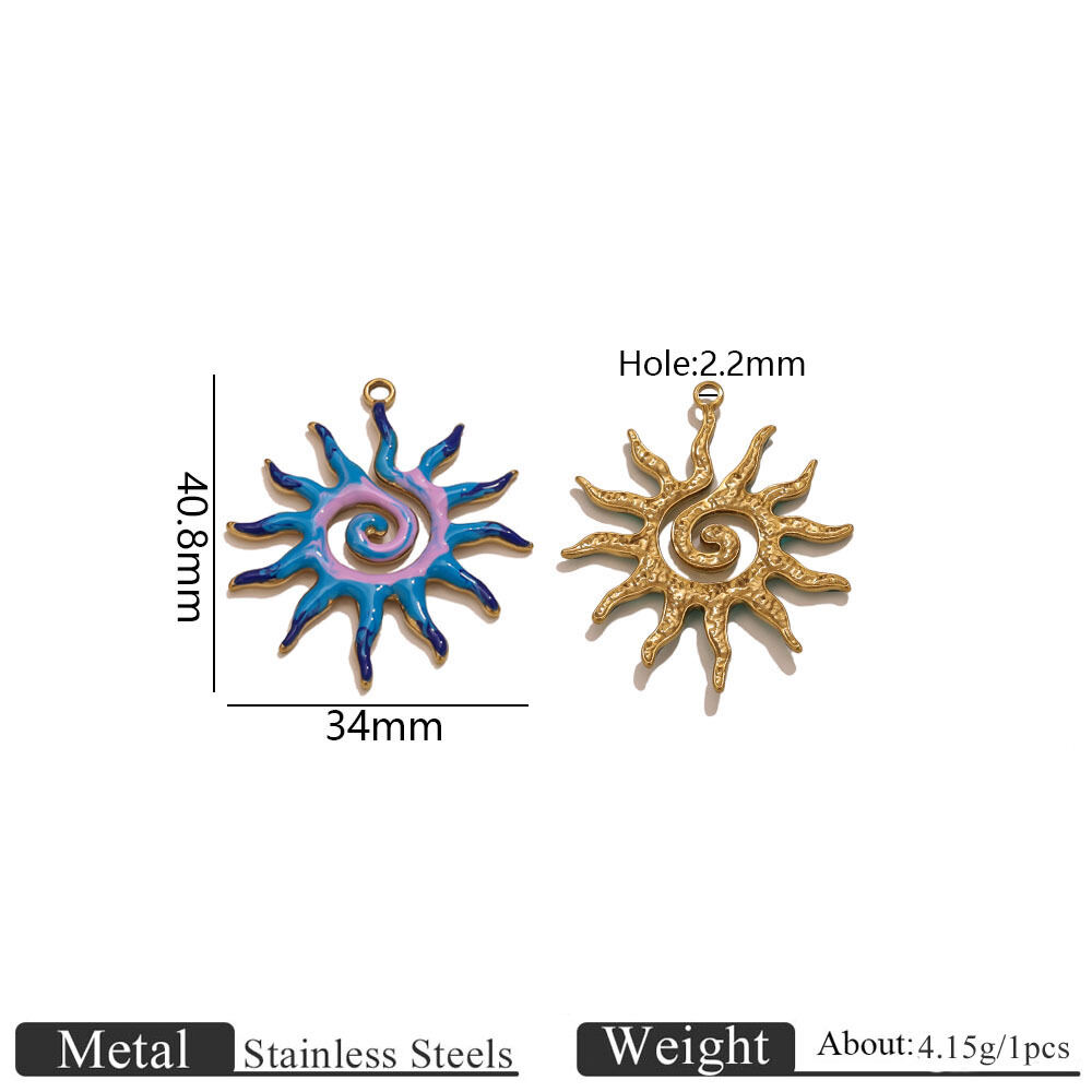 Classic Series Diy Sun Stainless Steel Waterproof Gold Color Women's Pendants
